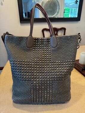 Bally Limited Release Macy Studded Leather Tote Grey Luxury